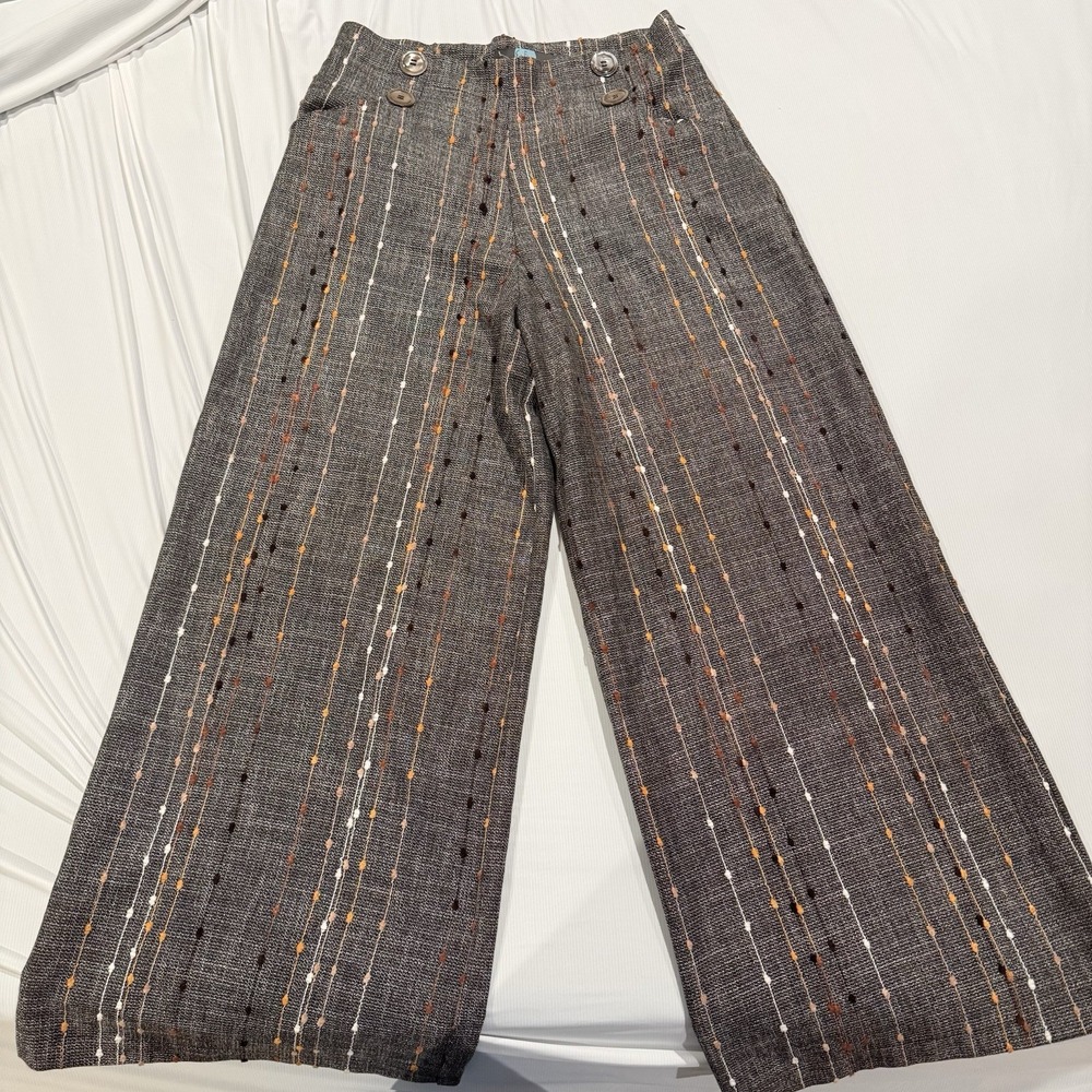 Eva Franco Anthropologie Striped Hepburn Pants Wide Leg High Rise Sz 12 - Picture 3 of 12